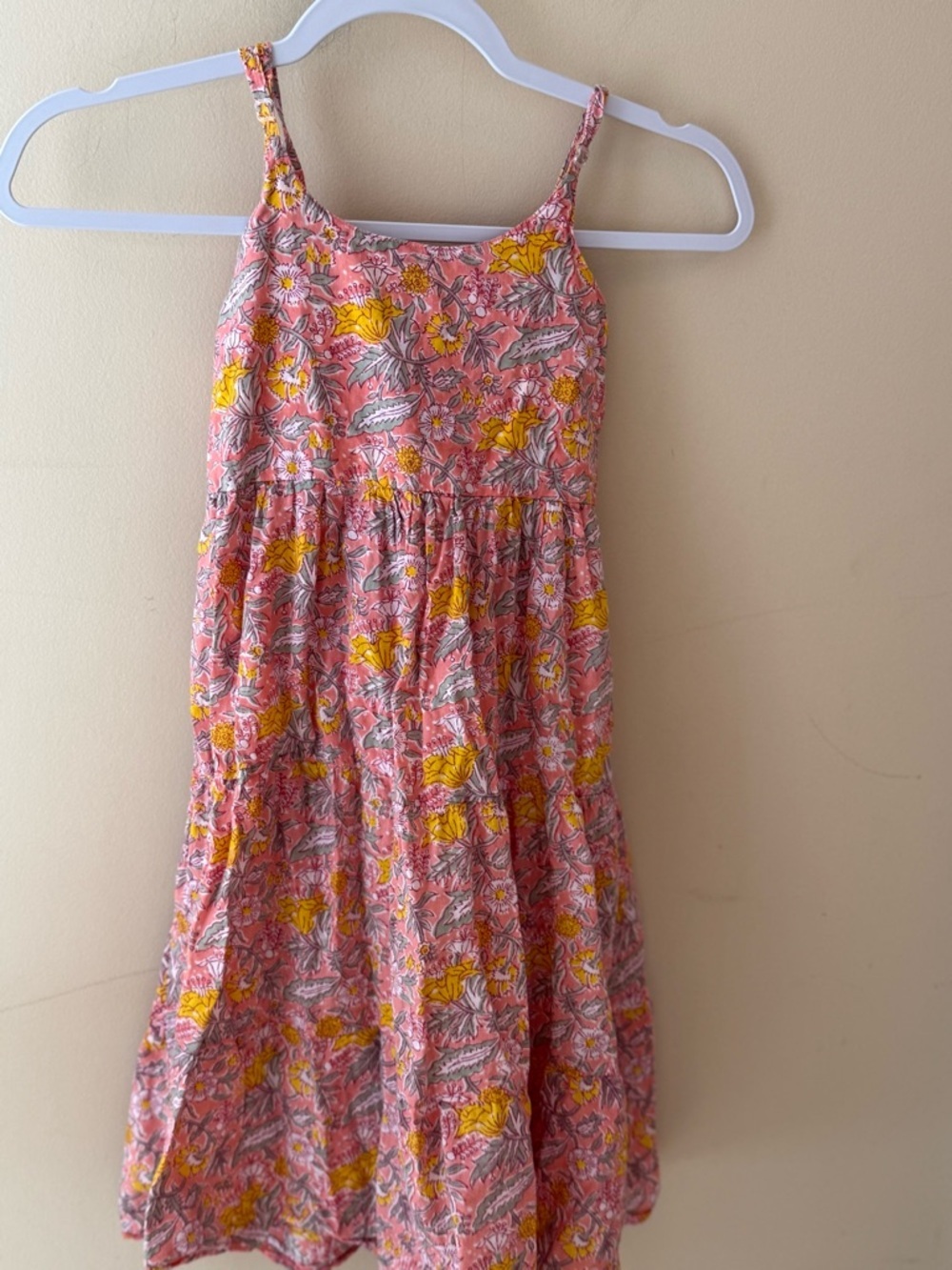 Block print dress rayon made in India midi maxi kids size 7/8?